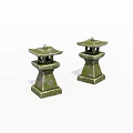 Traditional Japanese Style Outdoor Lights With Moss Covered Stone Lantern Design