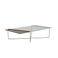 Modern Glass Top Side Table with Metal Frame and Lower Shelf 3d model