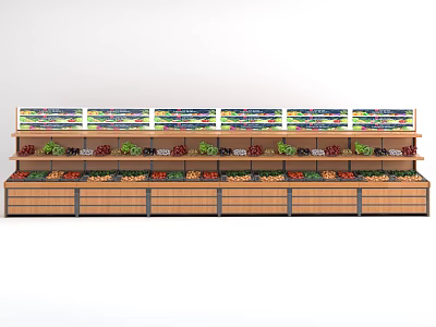 Supermarket Display Shelves With Multi Level Tiers For Fresh Fruits And Vegetables 3d model