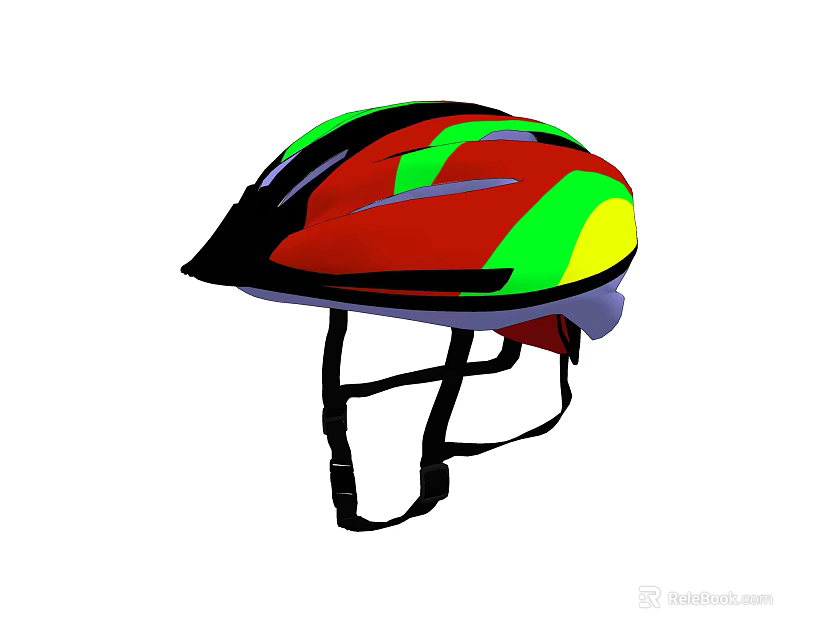 Colorful Sports Helmet Design With Multicolored Patterns And Ventilation Holes 3d model 