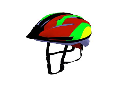 Colorful Sports Helmet Design With Multicolored Patterns And Ventilation Holes 3d model