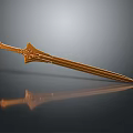Ornate Golden Sword Design With Decorative Hilt And Sharp Blade