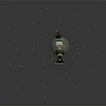 Futuristic Mechanical Device Enclosing Cute White Creature With Green Accents In Space
