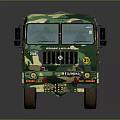 Green Camouflage Military Truck With Six Wheels And Covered Cargo Area