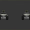 Two White Off-Road Vehicles With Open Design And Mounted Weapons On Top And Large Tires