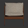 Minimalist Wooden Frame Chair With Light Colored Cushion And Backrest