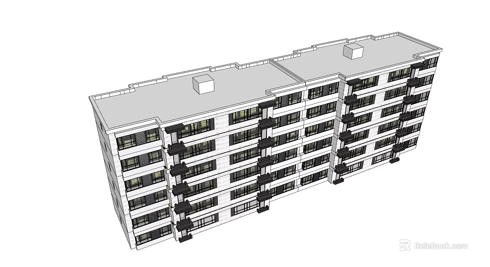 Multi Storey Apartment Building Exterior With Balconies And Modern Design Structure 3d model 