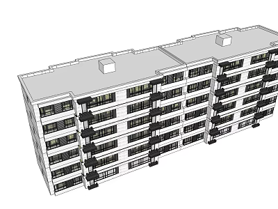 Multi Storey Apartment Building Exterior With Balconies And Modern Design Structure 3d model