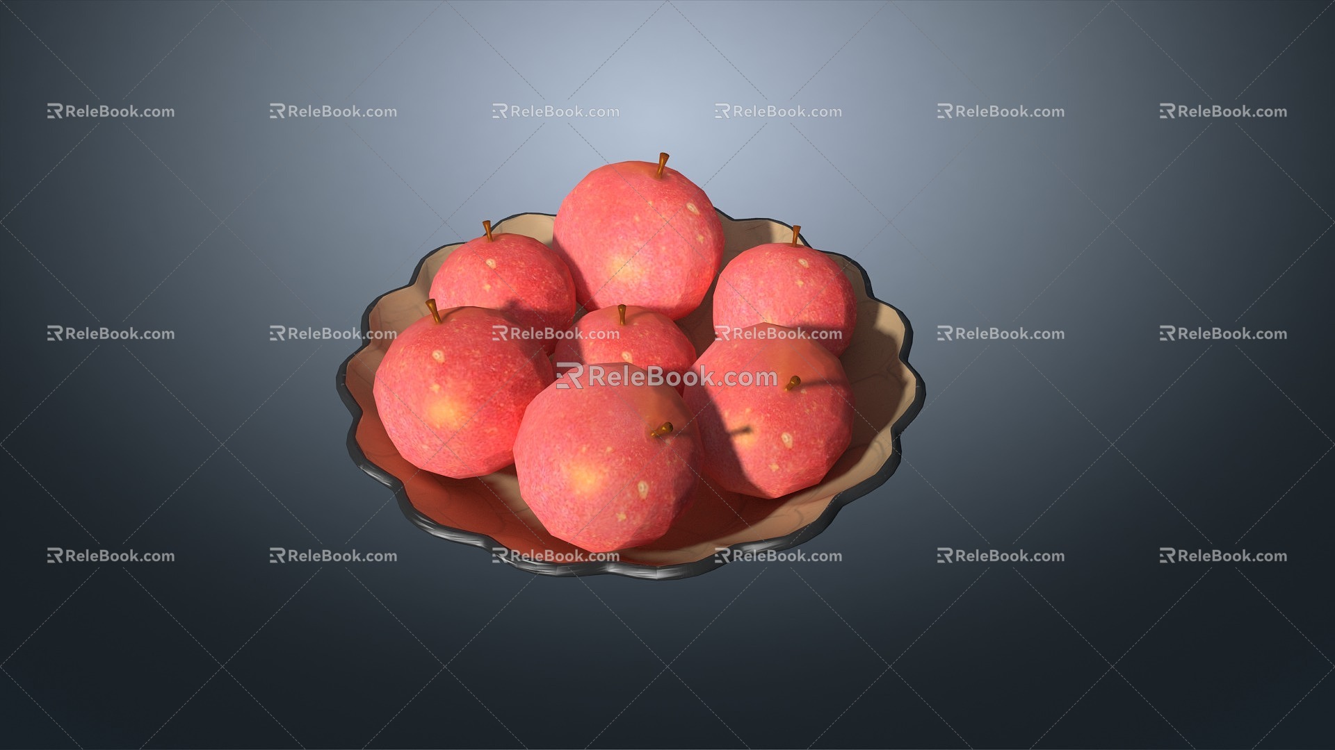 Apple Fuji Red Apple Fruit Plate Fruit 3d model