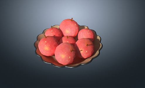 Apple Fuji Red Apple Fruit Plate Fruit 3d model