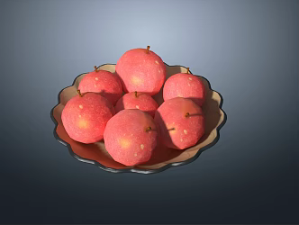 Apple Fuji Red Apple Fruit Plate Fruit 3d model