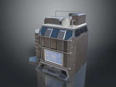 Sturdy Industrial Metallic Device With Control Panel Display Screen And Structural Ladder Platform 3d model