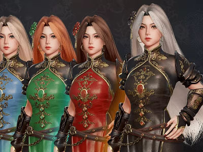 Game Movie Female Characters In Traditional Cheongsam Outfits 3d model