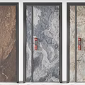 Modern Security Doors Design With Brown Gray Beige Marble Textures And Red Handles 3d model