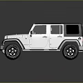 White Military Vehicle With Tough Exterior Large Tires And Dark Roof
