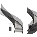 Elegant Modern Spiral Staircase Interior Design With Glass Railing And Marble Steps 3d model