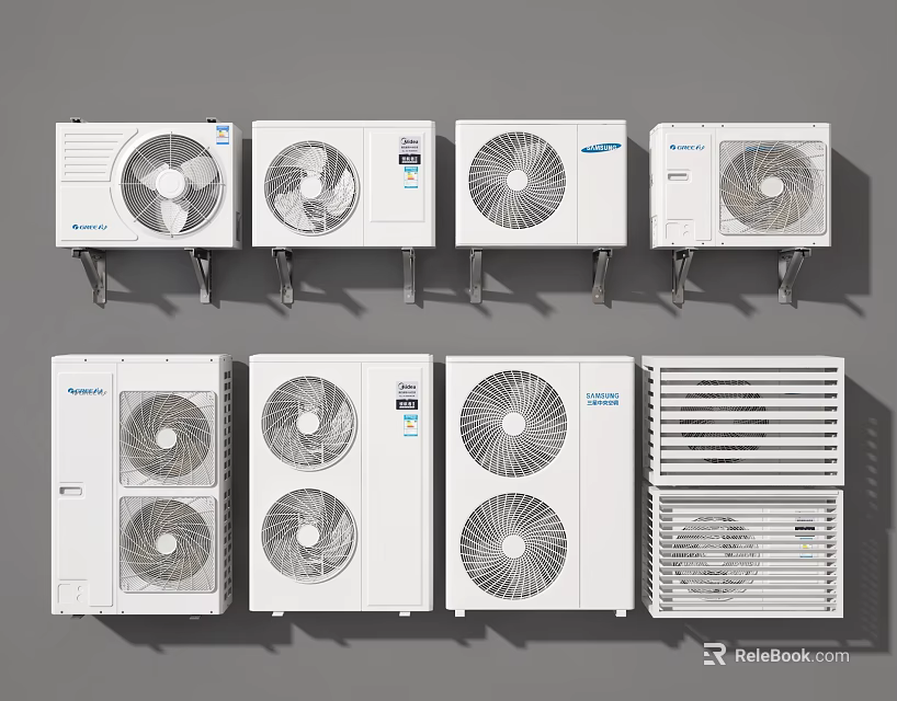 Multiple Types of Air Conditioner Fans With White Design For Efficient Cooling 3d model 