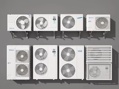 Multiple Types of Air Conditioner Fans With White Design For Efficient Cooling 3d model