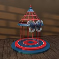 Interactive Zone Carousel Style With Red Blue Metal Frame Spire Top Circular Base Bow Decoration
