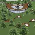 Modern Road Facilities With Street Lamps Traffic Signs Pedestrian Walkways And Green Landscaping