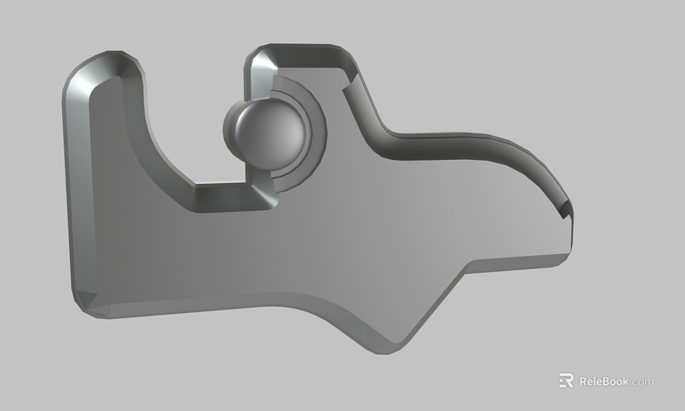 Gray Metal Mechanical Part With Curved Edges And Circular Protrusion 3d model 