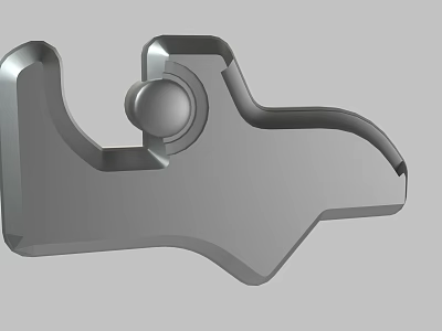 Gray Metal Mechanical Part With Curved Edges And Circular Protrusion 3d model