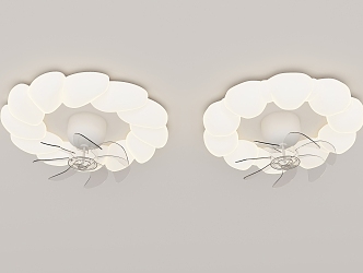 Cream fan lamp 3d model