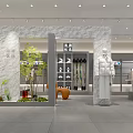 Modern Clothing Store Interior With Spacious Walkway Display Racks White Coats And Green Plants