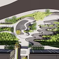 Modern Landscape Design With Curved Pathways Green Spaces And Water Features 3d model
