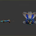 Elegant Elven Archer With Ornate Blue Bow And Mythical Creature