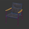 Gray Leather Leisure Chair With Wooden Arms And Metal Legs Modern Design