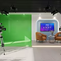 School Modern Classroom With Green Accent Wall White Desks Digital Screen And Large Windows