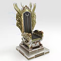 Ornate Golden Throne With Wing Shaped Armrests Black Seat And Blue Lightning Effects