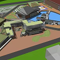 Modern Commercial Complex With Green Roof Open Courtyard And Geometric Structures