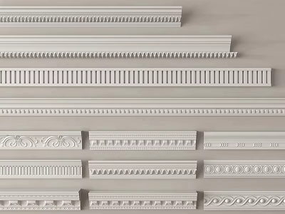 Decorative Gypsum Ceiling Cornice With Various Intricate Patterns For Interior Design 3d model