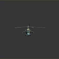 Camouflaged Helicopter Model With Main Rotors Landing Gear And Detailed Fuselage