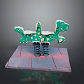 Green Dinosaur Shaped Children's Seesaw With Spring Base For Playground Use