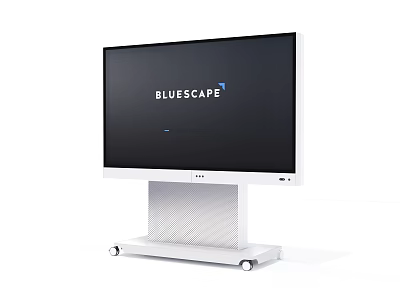 Bluescape Television With White Stand And Wheels For Modern 3d model