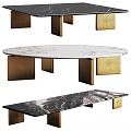 Modern Coffee Table Design With Marble Top Golden Metal Legs Oval And Rectangular Shapes