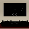 Modern Gas Stove Cooktop With Two Burners Black Panel And Silver Knobs 3d model