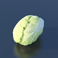 Fresh Green White Cabbage with Crisp Leaves on Dark Background 3d model
