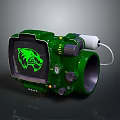 Green Daily Life Device With Wolf Head Screen Buttons Knobs And Cable 3d model