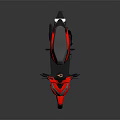 Red and Black Modern Scooter with Sleek Body Lines and Reflection on Surface