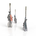 Hanging Aquatic Animals Fish In Different Sizes And Colors Displayed On Hooks