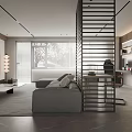 Modern Living Dining Room Interior Design With Black Cabinets Island Pendant Lights And Dining Table