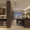 Modern Living and Dining Room Interior With Sofa Coffee Table TV And Decorative Painting