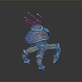 Unique 3D Designed Mechanical Creature with Green Tentacles and Patterned Legs