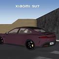 Xiaomi SU7 Pink Sedan With Sleek Design On Modern Urban Road