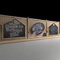 Wooden Frame Chalkboard Display For The Rooke School With Decorative Elements 3d model