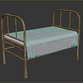 Rusted Metal Bed Frame With Curved Headboard And White Mattress
